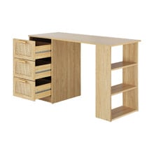 Holly 3 Drawer Rattan Computer Desk